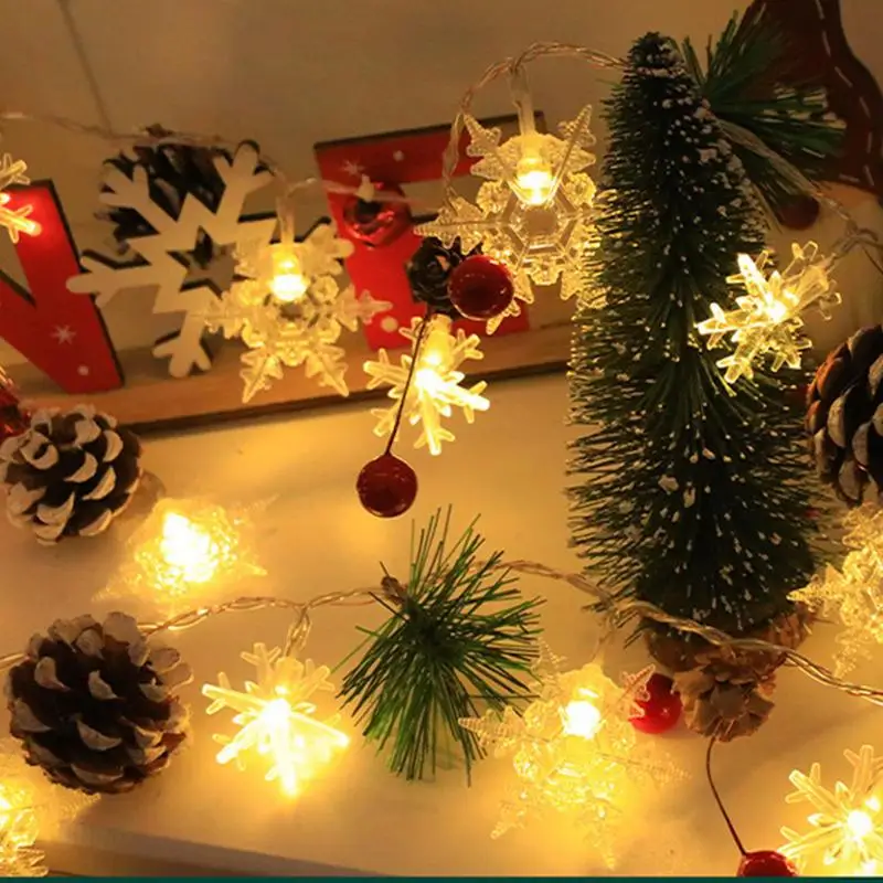 

Christmas Snowflake Lights 6.56Ft Christmas Decoration Lights With Pine Cone Led Garland String Lights 20 Led Christmas
