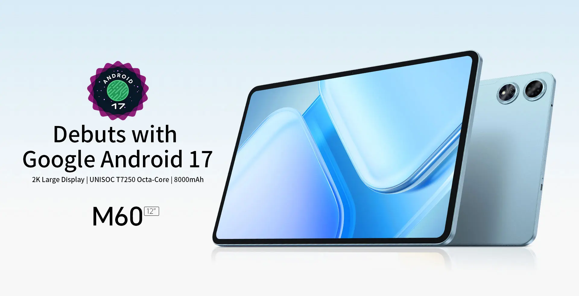 TECLAST Android 17 Tablet M60 12″ 2.5K IPS Touchscreen Display 90Hz 32GB RAM (6GB+26GB) 128GB ROM Dual 4G LTE WiFi 8000mAh Desktop Laptop