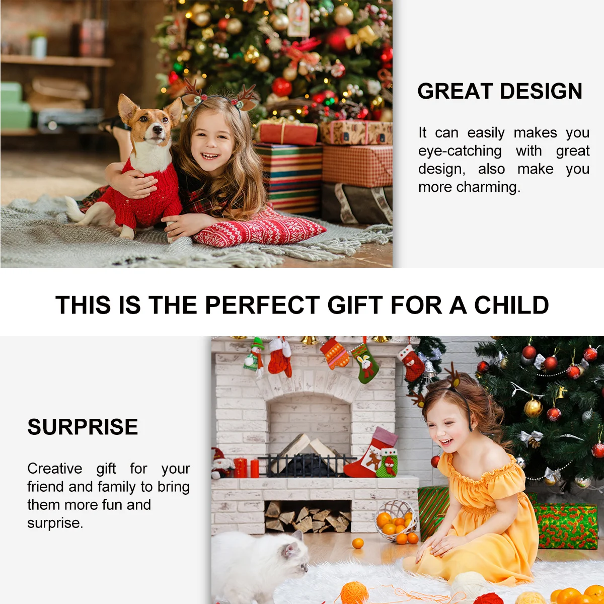 

4Pcs Christmas Antler Hair Bands Soft Comfortable Party Headband Cute Holiday Hair Hoop Elk Design Cartoon Headdress