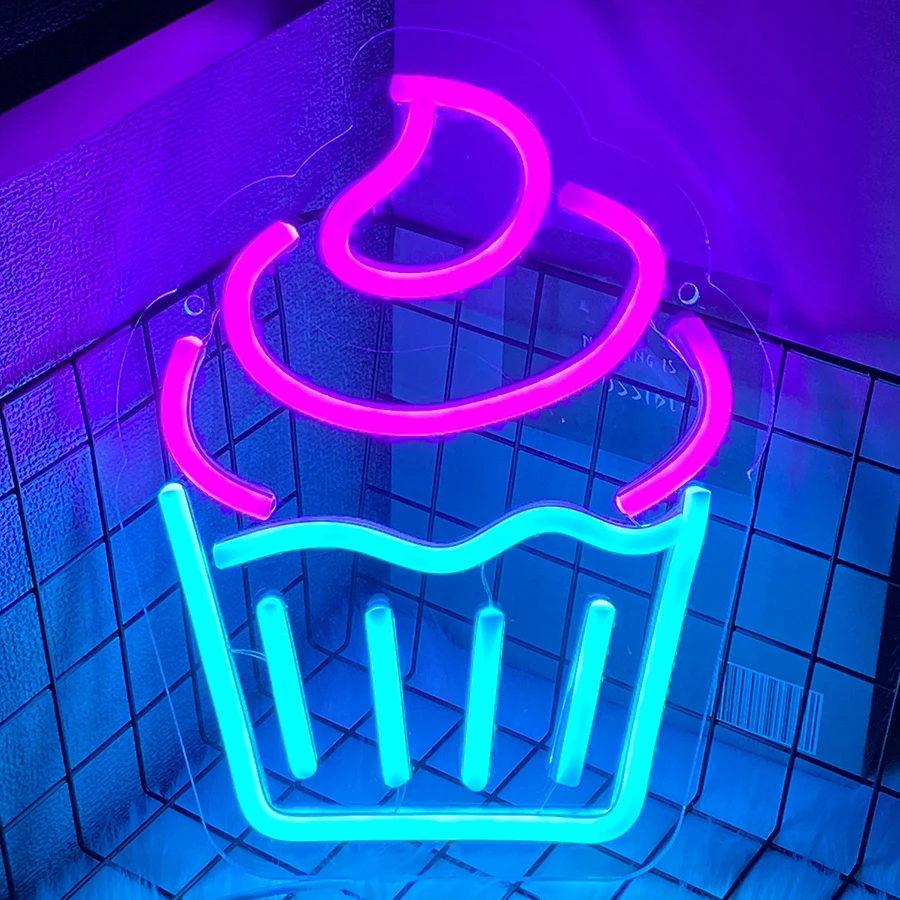 Ice Cream Neon Sign -  LED Light for Ice Cream Shop Wall Decor, USB Powered, Ideal for Business Dessert Store, Bar, Party