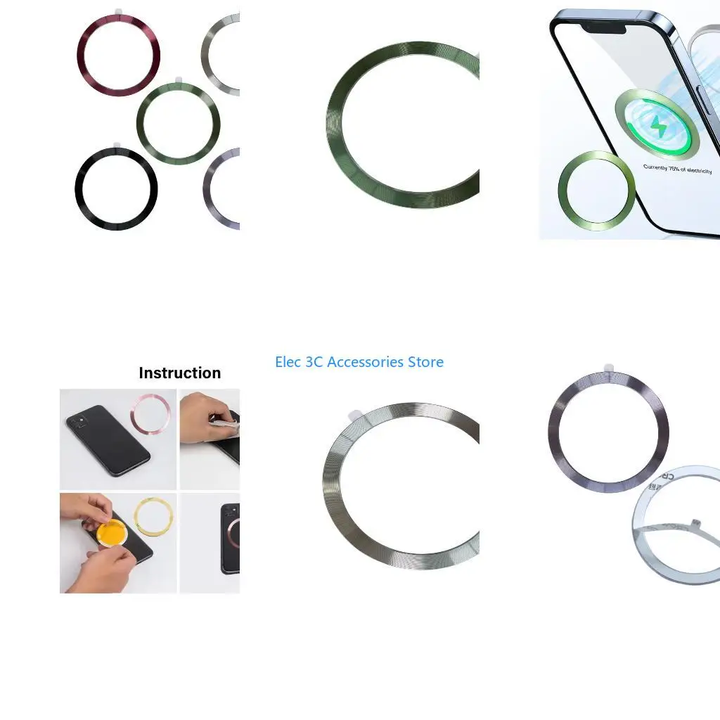 Y51A Texture Metal Plate Wireless Charging Rings Phone Holder for Vehicle