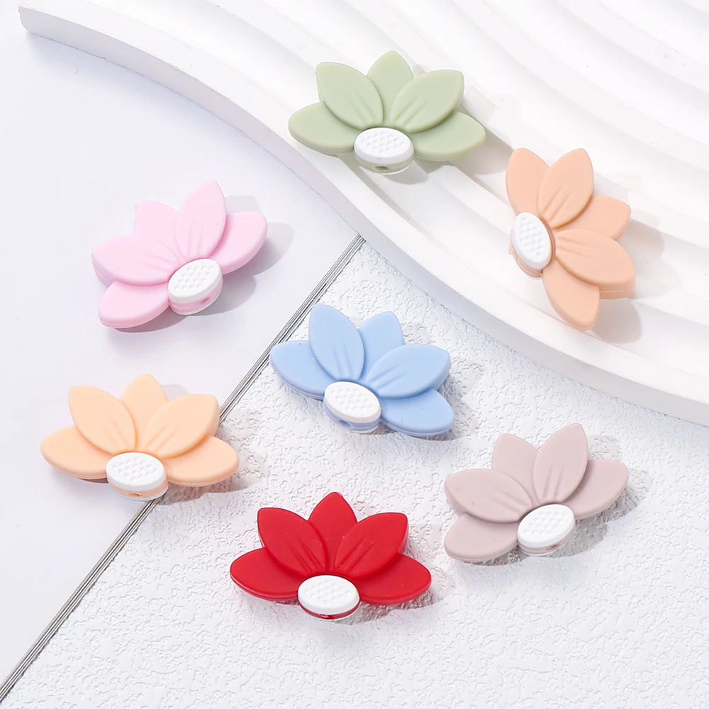 10Pcs New Silicone Beads Colored Petal Style Spacer Beads For Jewelry Making Diy Handmade Pen Teether Toy Bracelet Accessories