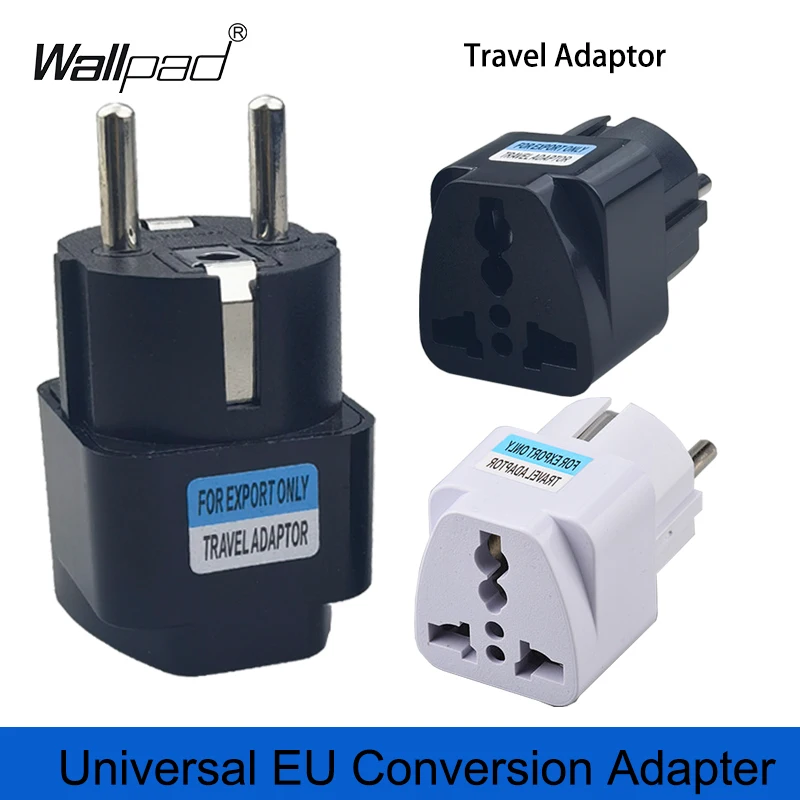 Black EU Plug Adapter International Universal AU UK US To Euro KR RU French Travel Adaptor Electrical Converter Power Socket