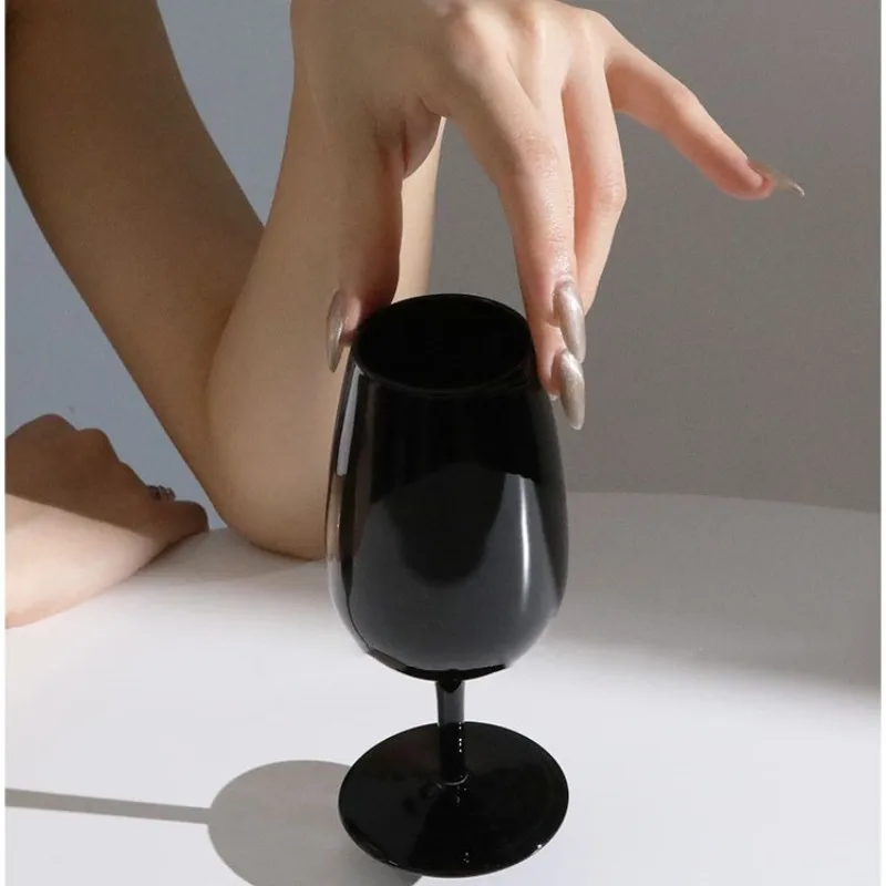 Elegant Simple Champagne Wine Glass Home Bar Cocktail Brandy Goblet Red Wine Beer Cup Black Matte High-Footed Cup Wedding Party