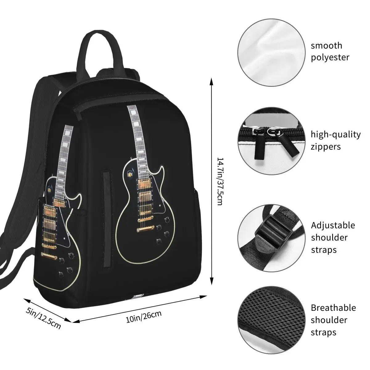 1995 Gibson Custom Shop 1958 Les Paul Backpack Student BookBag Kids School Bag Computer Shoulder Bags Men Women