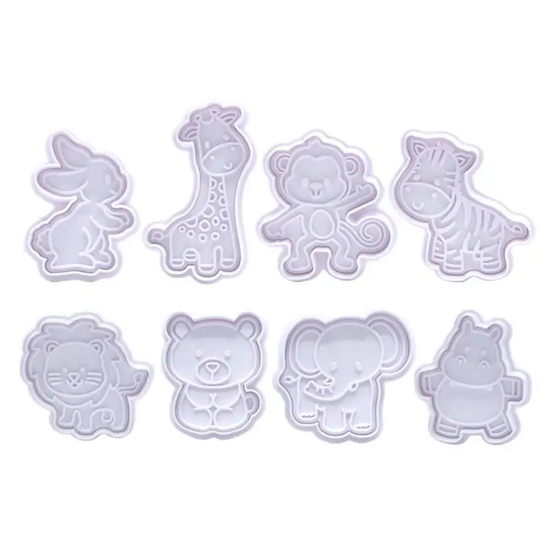 4 Pcs/Set Animal Plastic Biscuit Mold DIY Kitchen Cake Decorating Tools Cookie Cutter Stamp Fondant Embosser Die