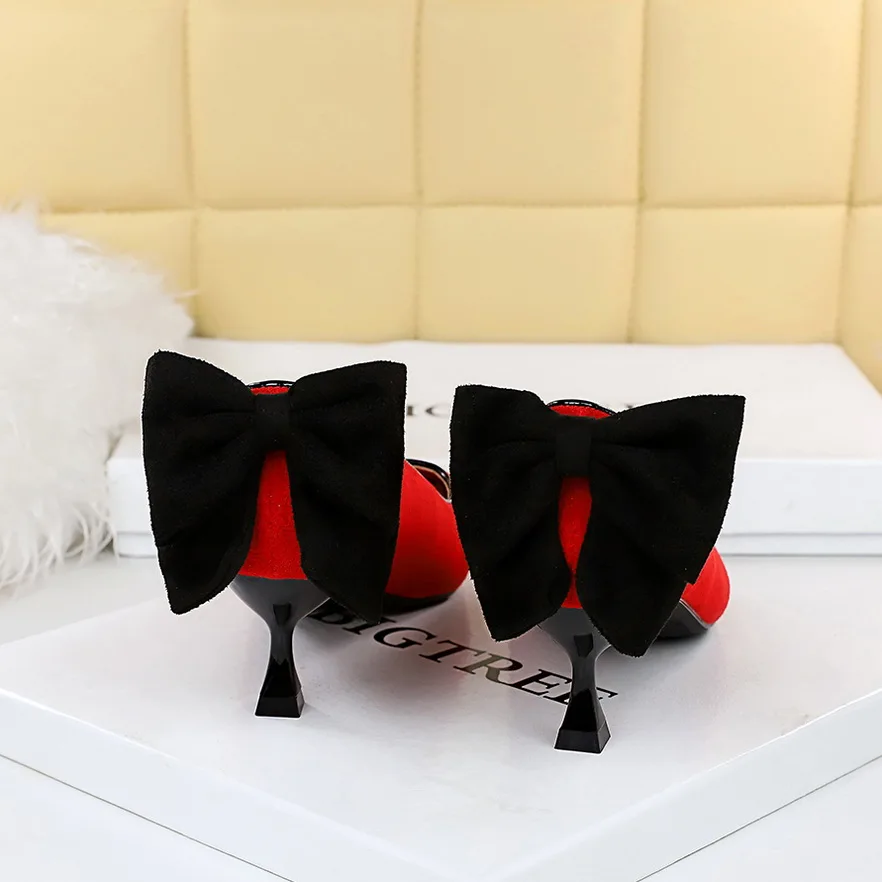 

BIGTREE/женские роскошные свадебные туфли-лодочки, женские свадебные туфли на высоком каблуке 5,5 см, на низком каблуке из флока, женские туфли на шпильке для Дня святого Валентина