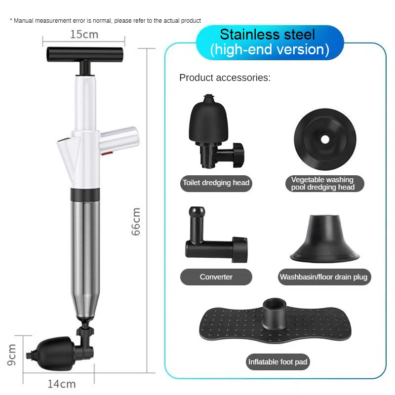 Toilet Plungers High Pressure Drain Plunger Multi-Functionl Dredge For Bathroom Pipe Plunger And Sinks Floor Drain Pipe Plunger