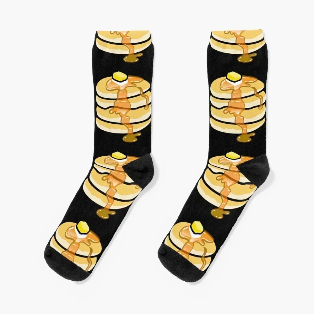 

Pancakes on black background Socks anime funny gift football with print Socks Men's Women's