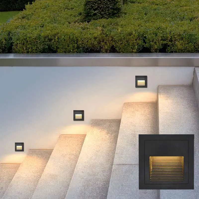 Einbau LED Wand leuchte IP65 wasserdichte Garten Schritt Treppe Licht Innentreppe Treppe Korridor Lampe Aluminium