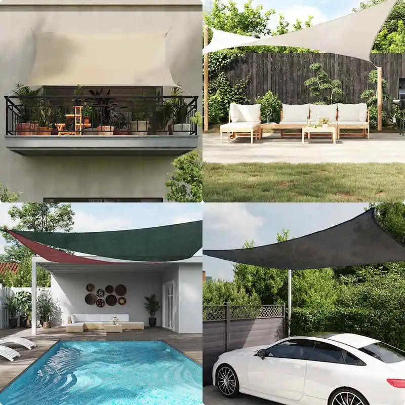 Voile d'ombrage 160 g/m² Taupe 3x6 m PEHD Crème Voile d'ombrage HDPE Anti-UV pour Patio et Jardin Extérieur