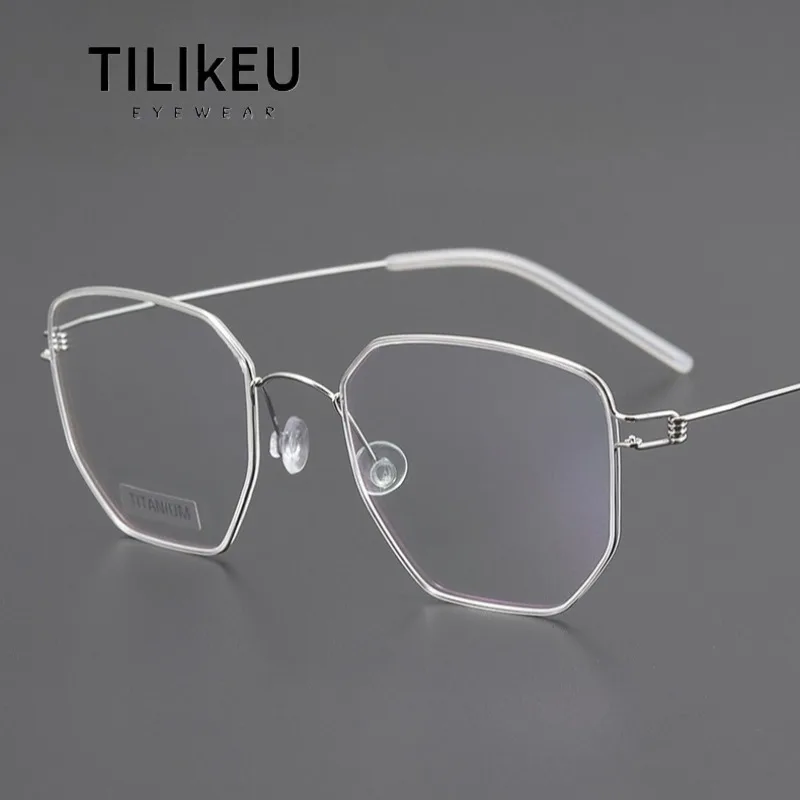 

New Denmark Ultra-Light Air Titanium Screwless Eyewear Eyeglasses Oversized Polygonal Glasses Prescription Frames Eye Glasses
