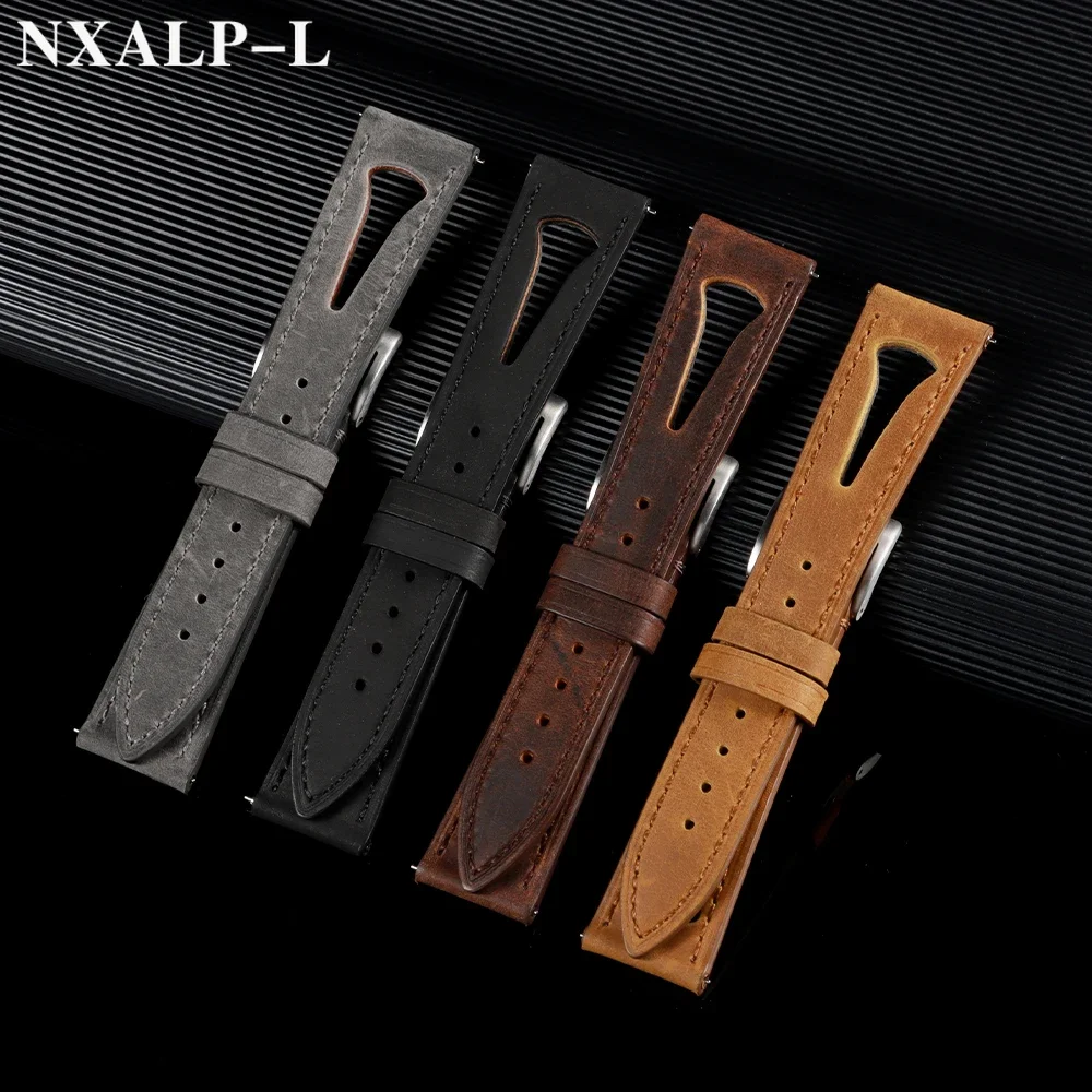 جلد البقر حزام (استيك) ساعة 20 مللي متر 21 مللي متر 22 مللي متر 24 مللي متر خمر براون تنفس حزام جلد طبيعي لأوميغا ل Seiko Smartwatch معصمه