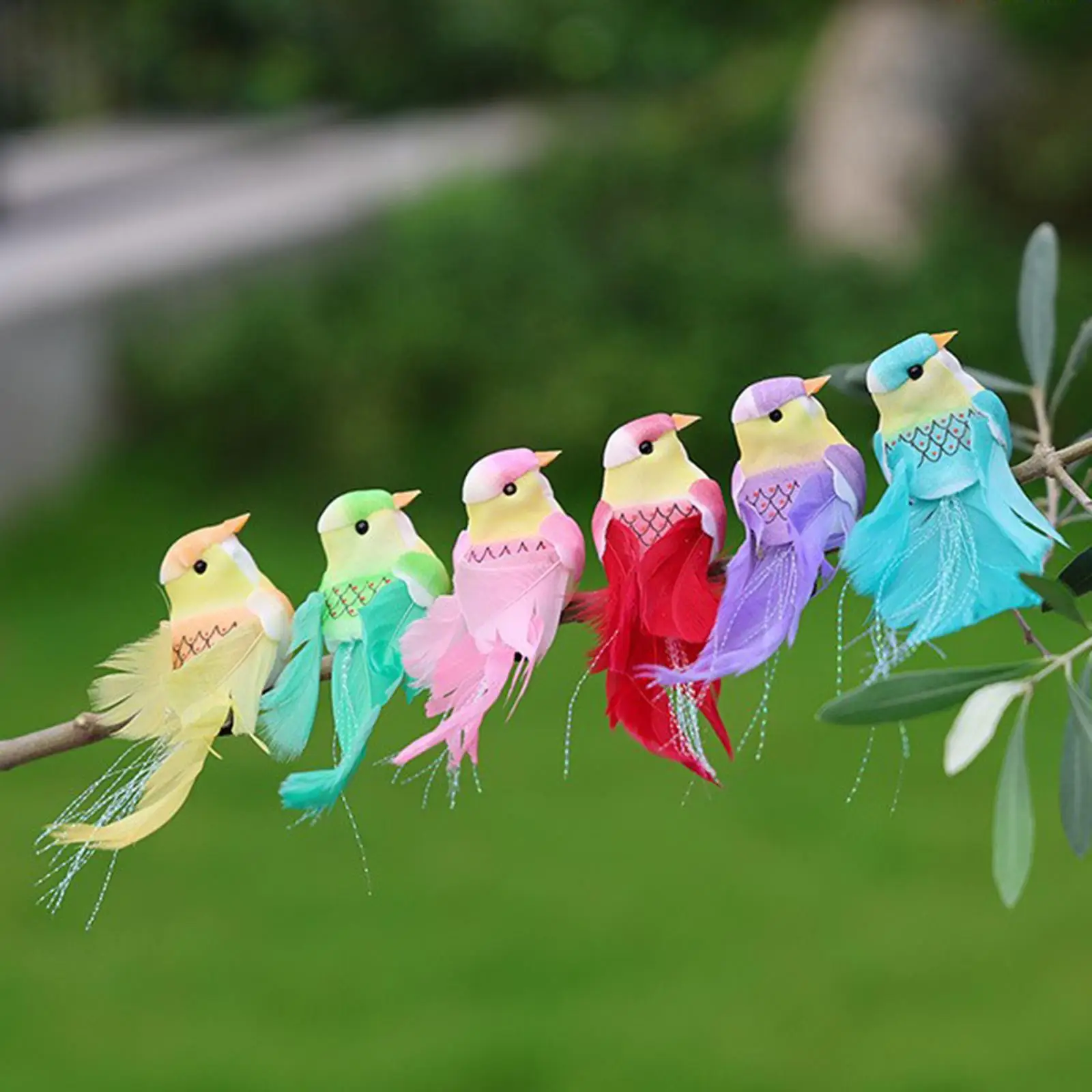 Feathered Birds Statue Photo Prop Handmade Birds Decoration for Garden Lawn Porch Indoor Outdoor