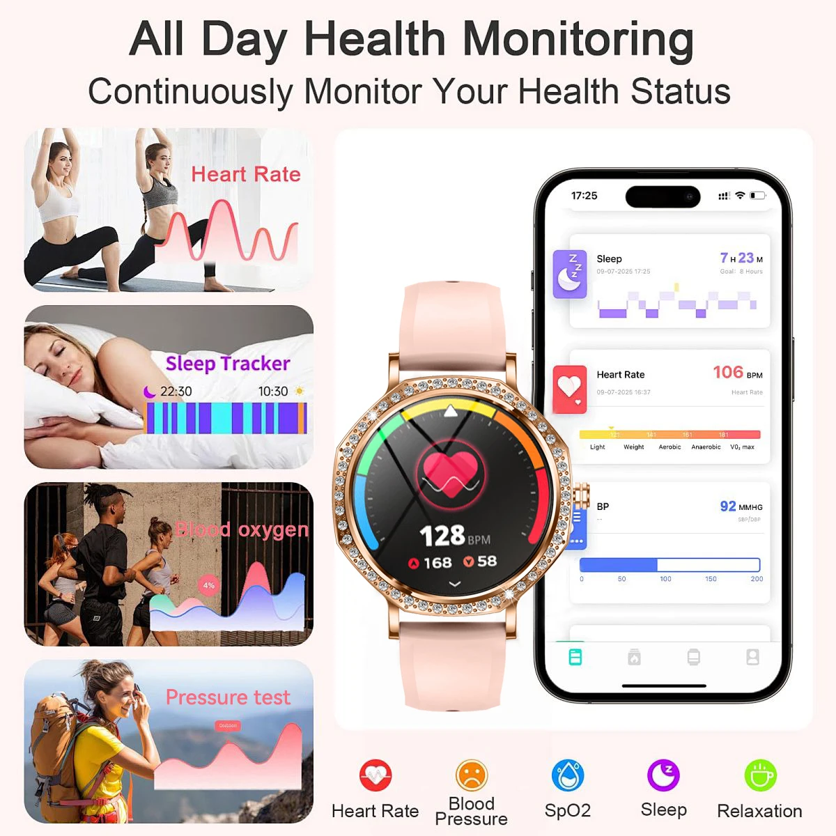 2026 سيدة 1.32 "موضة ساعة ذكية المرأة شاشة AMOLED نظام تحديد المواقع معدل ضربات القلب بلوتوث دعوة مقاوم للماء في الهواء الطلق رقيقة جدا الساعات الذكية #5