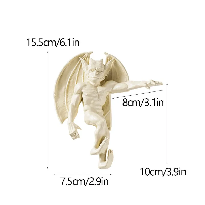 Gothic Style Gargoyle Resin Decor Statue, Halloween Monster Door Frame Ornament for Home Wall & Party Scene Layout Unique Gift