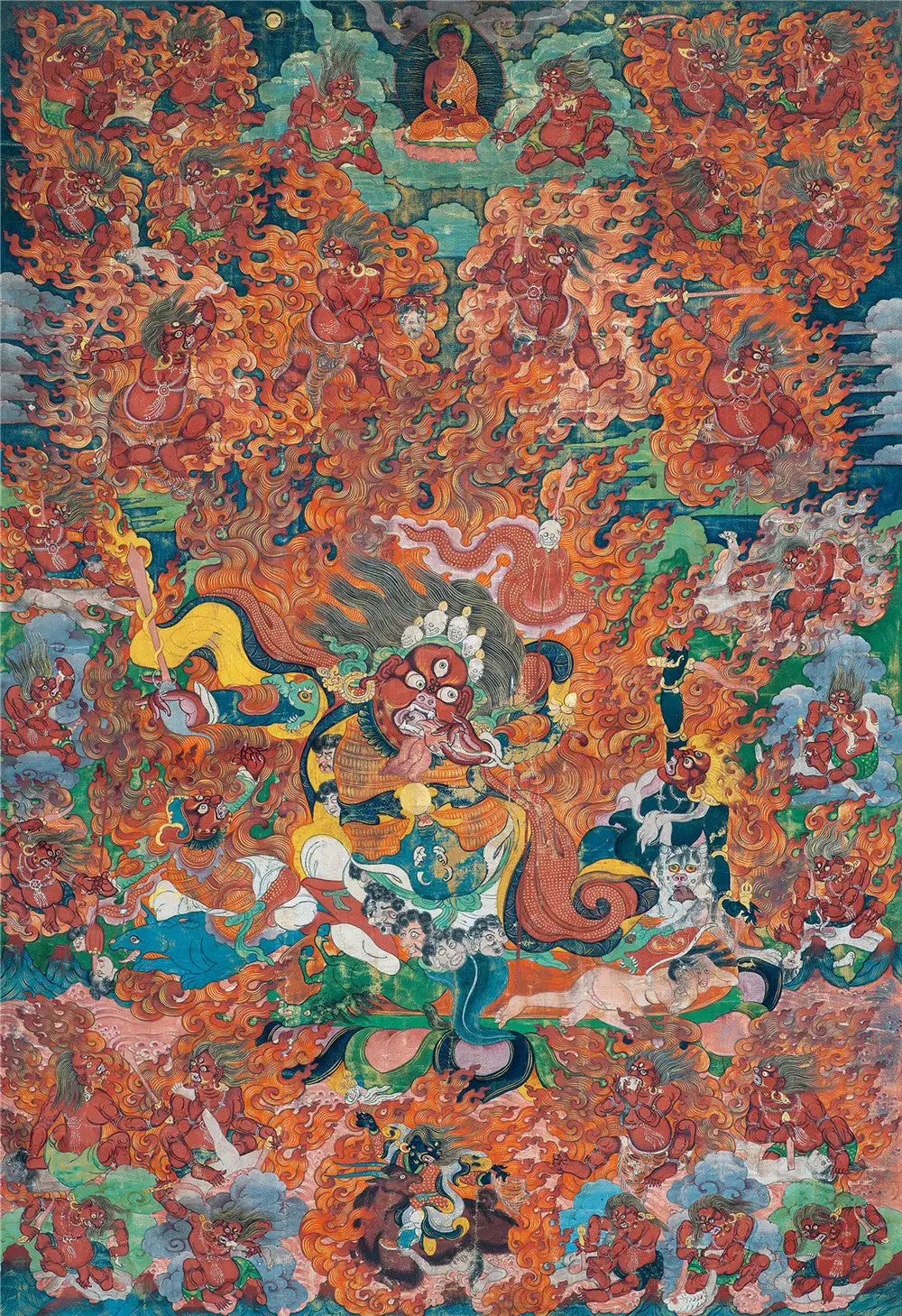 Begtse Chen Thangka,Gandhanra Tibetan Buddhist Thangka Art,Giclee Printed and Hand Framed,47