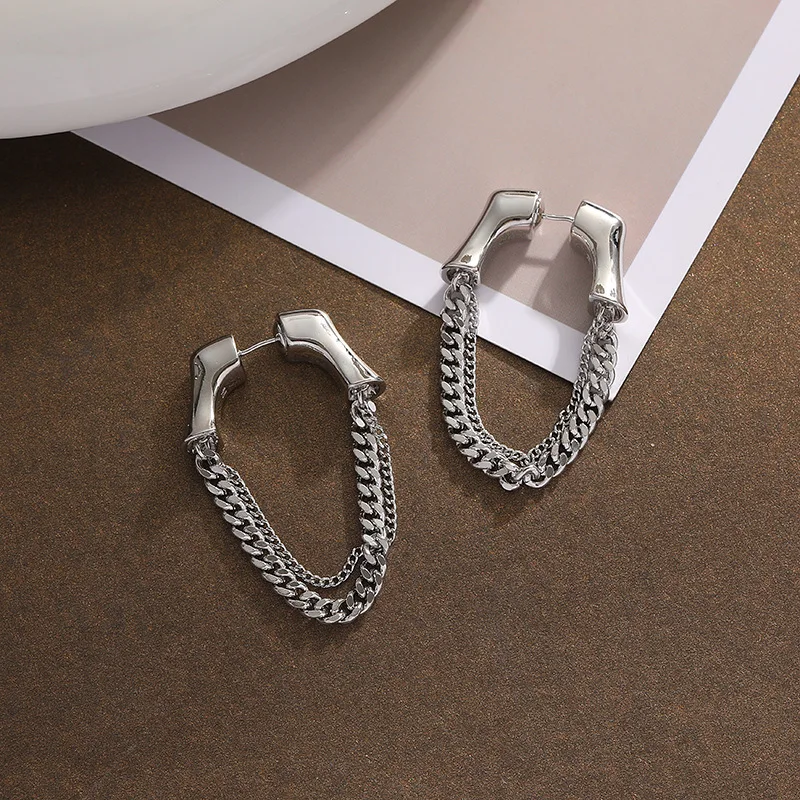 TirNaNog Unique Design Metal Chain Pendant Earrings Fashion Simple Personality Tassel Earrings Women Jewelry Gifts