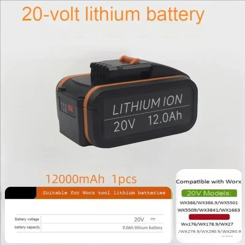 5,0 Ah -12,0 Ah 20 V lithium-ion oplaadbare batterij, compatibel met Worx-gereedschap als een 20 V-vervangende batterij