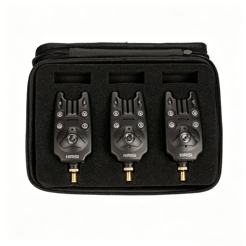 3er-Pack Hirisi Angelbissanzeiger mit Einstellbarer Geräuschempfindlichkeit und Lautstärke, Karpfenbiss-Indikatoren mit LED-Blitzalarm und Tragetasche – Detail 5