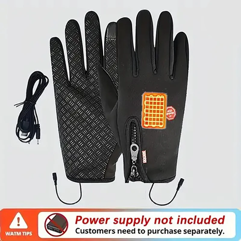 USB Touch Screen Gloves Winter Warm Electric Heated Gloves Heated Motorcycle Waterproof Windproof Non-slip Warm Gloves