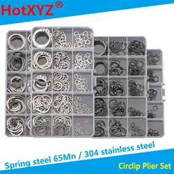 Circlips for Holes / Circlips for Shafts / E Ring Combination Set Clamp Spring Split Washer C-type E-type Circlip Plier Set