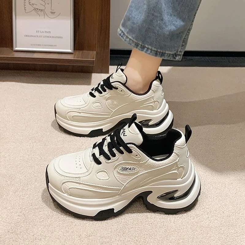 النساء الارتفاع زيادة منصة سميكة وحيد أبي أحذية ل Petite 2025 الربيع الساخن بيع تنوعا أحذية رياضية غير رسمية الرجعية