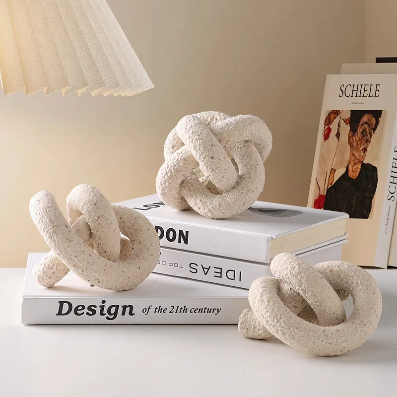 樹脂工芸品-砂岩工芸品-幾何学的なくり抜き結び目装飾品-装飾置物-ホームデコレーションアクセサリー