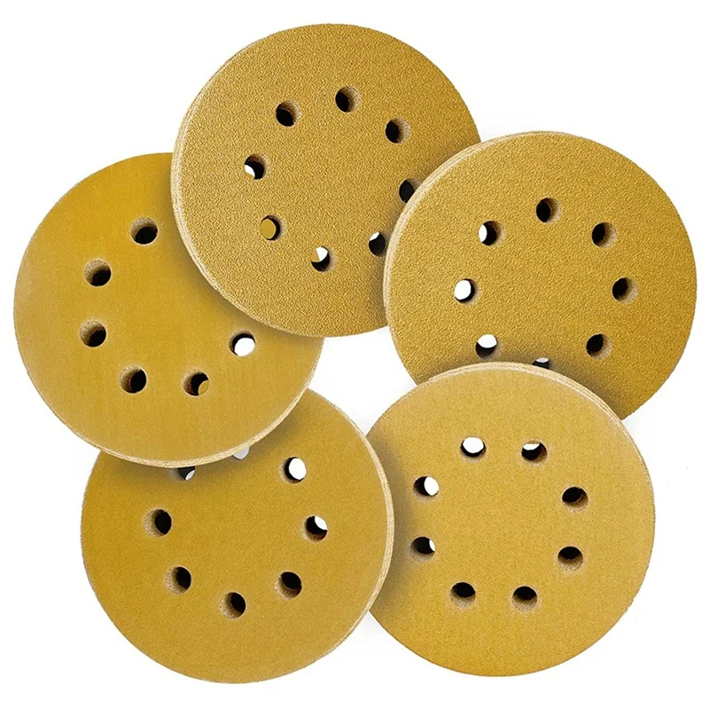 

5Inch 8 Holes Sanding Discs Hook And Loop Grit Paper Woodworking Car Boat Metal Polishing
