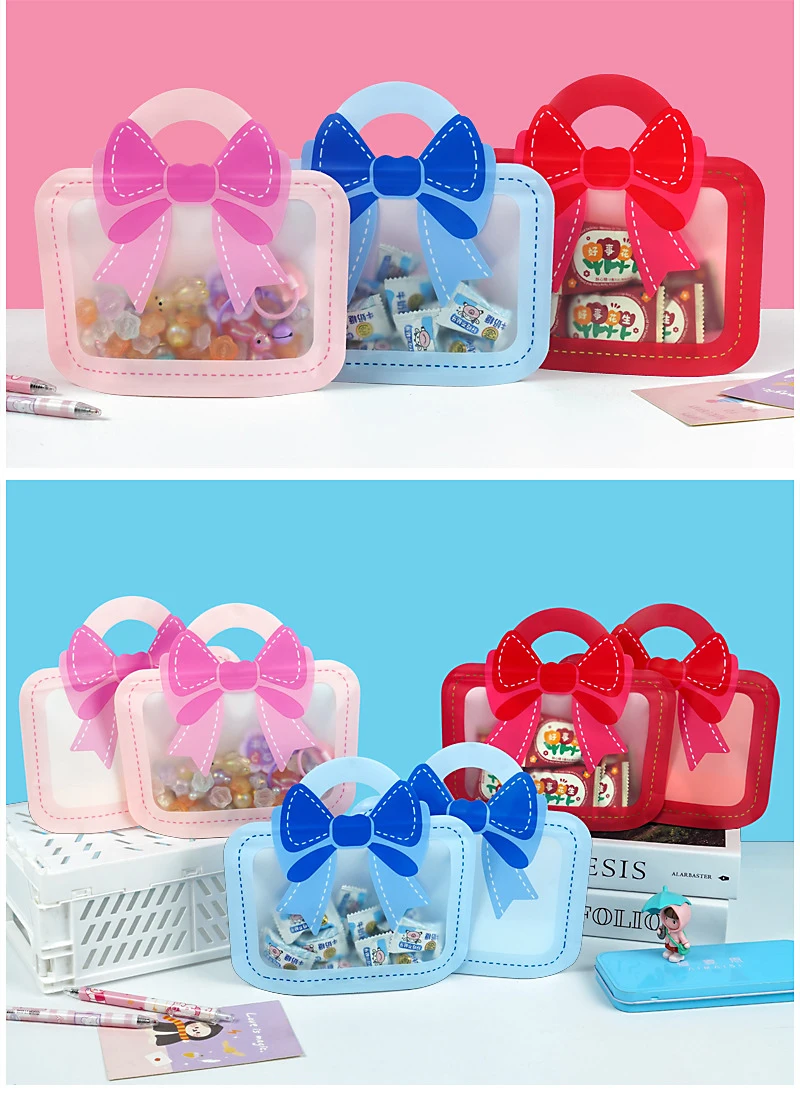 30 Stück Bogen-Snack-Verpackungsbeutel, tragbares Design, Kosmetik, Süßigkeiten, kleine Gegenstände, Aufbewahrung, selbstklebende Cartoon-Bogen, tragbare Geschenktüte – Detail 13