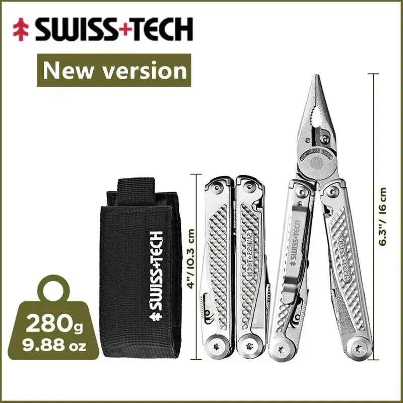 SWISS TECH 18 In 1 Multitool Folding Pliers Multi-functional Combination Tool Knife Scissors EDC Outdoor Equipment