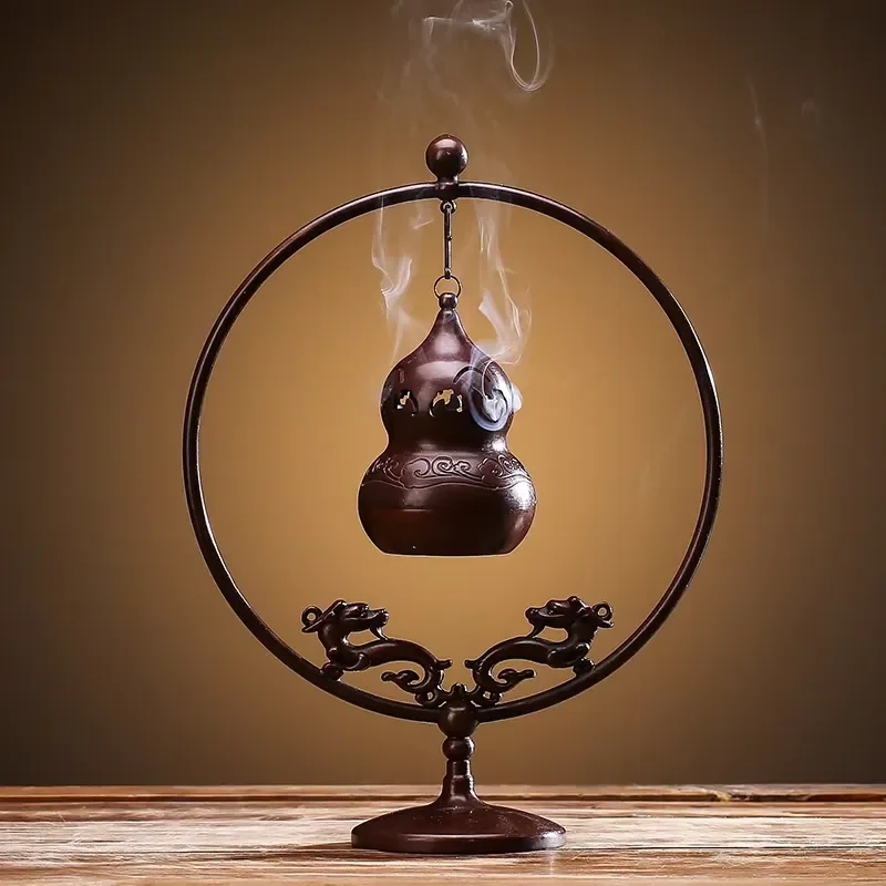 New Chinese Indoor Tabletop Bronze Incense Burner Hanging Incense Holder Home Office Zen Decor