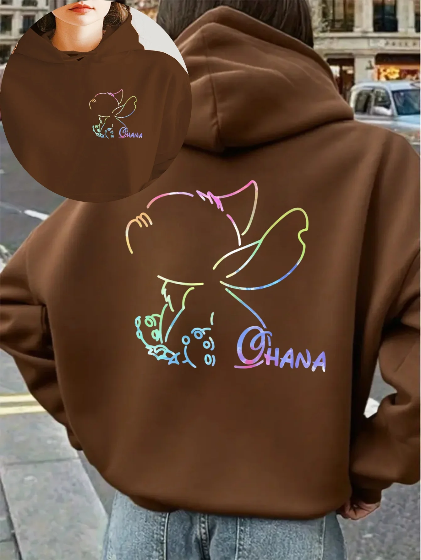 Dames Disney Stitch Cartoon OHANA Print Heren Fleece Hoodies Katoen Hoody Sweatshirt Trui Herfst Winter Oversize losse jassen