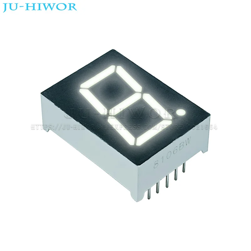 

10pcs 10Pins 8106AW 8106BW 0.8 Inch 1 Digit Bits 7 Segment White LED Digital Display Digitron Common Anode Cathode C-A C-C