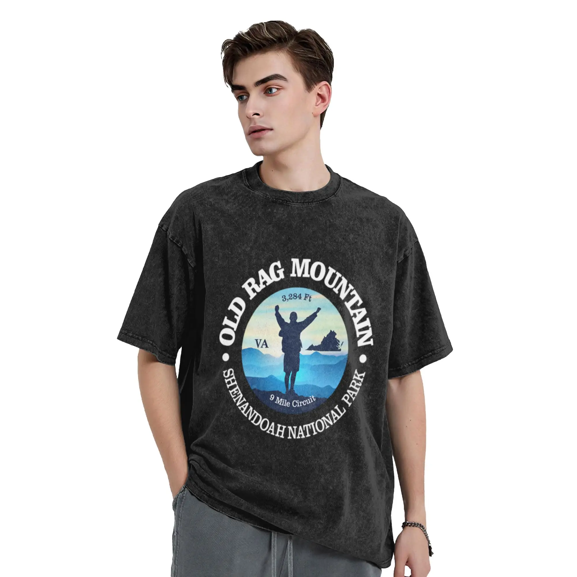 Old Rag Mountain (V)  Unique Stylish A T-Shirt Oversized Short Sleeve Men's Women's Cotton Tees Tops