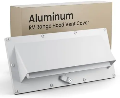 

Safoner Aluminum RV Stove Vent Hood Cover with Butyl Tape – White, Adjustable for Travel Trailers & Motorhomes