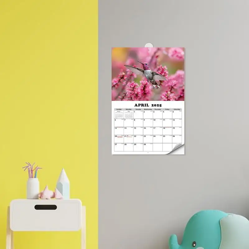 2025 Wall Calendar Hummingbird Wall Calendar Planner Clear Printing Wall Calendar Decoration For Work Area Living Room Bedroom