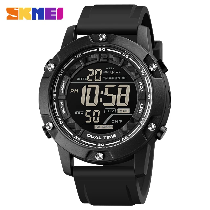 SKMEI Outdoor Back Light Display Countdown Timer Digital Sport Watches Men Silica Gel Band Date Alarm Wristwatch reloj hombre