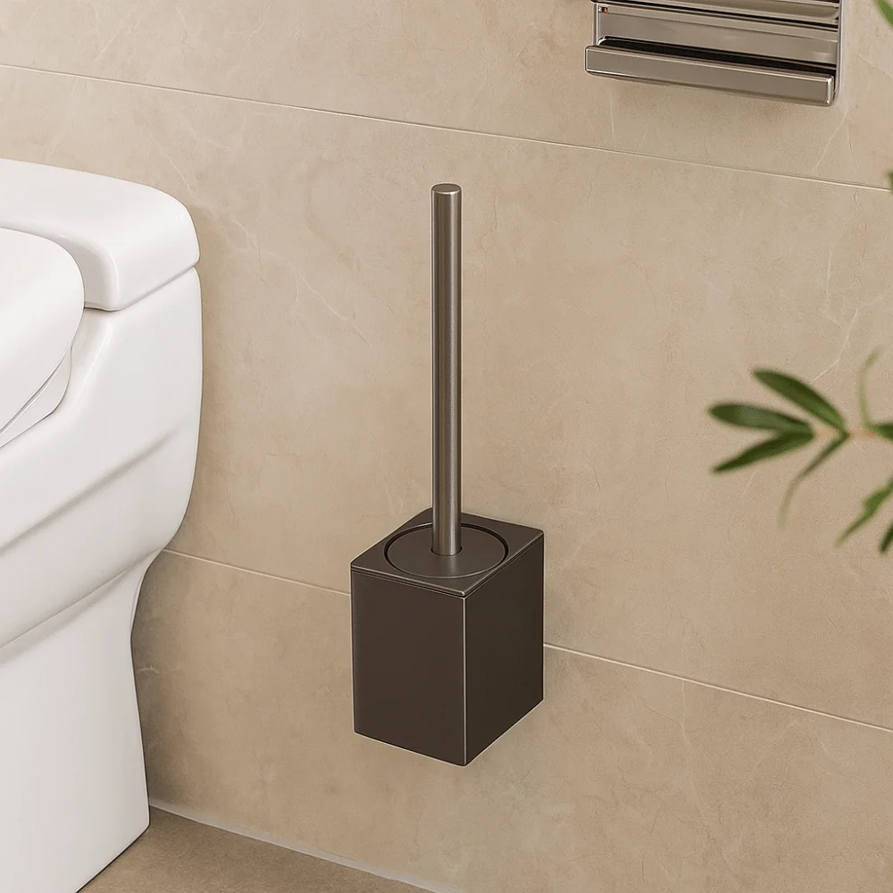 مجموعة فرشاة المرحاض ذات الغلاف المعدني، فرشاة تنظيف المرحاض المقاومة للصدأ المثبتة على الحائط بدون زاوية ميتة، تركيب مجاني للأظافر