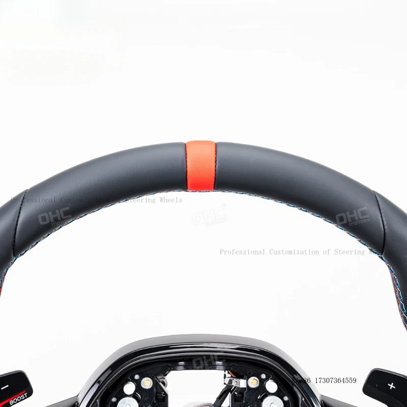 Suitable for BMW ID8 car steering wheel modification and upgrade to a full-leather black button sports steering wheel assembly
