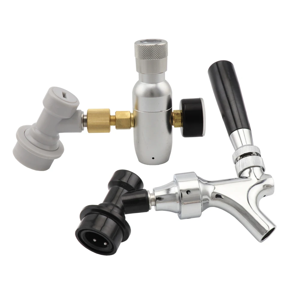 Beer Keg Faucet with Ball Lock Liquid Disconnect CO2 Keg Charger Mini Regulator with Ball Lock Gas Disconnect for Home Brewing