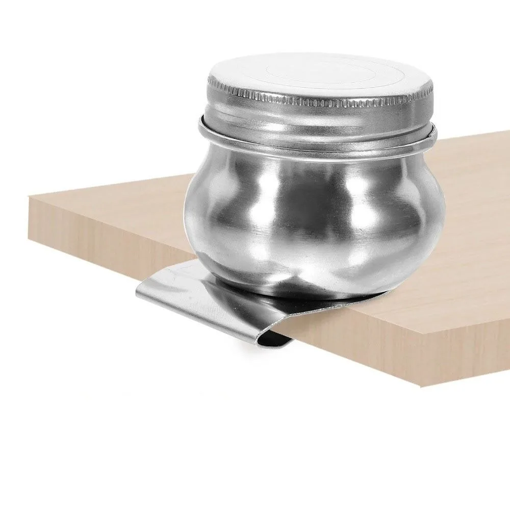 Stainless Steel Painting Oil Pot Single/Double Hole Leakproof Watercolor Dipper with Lid Professional Oil Paint Box Student