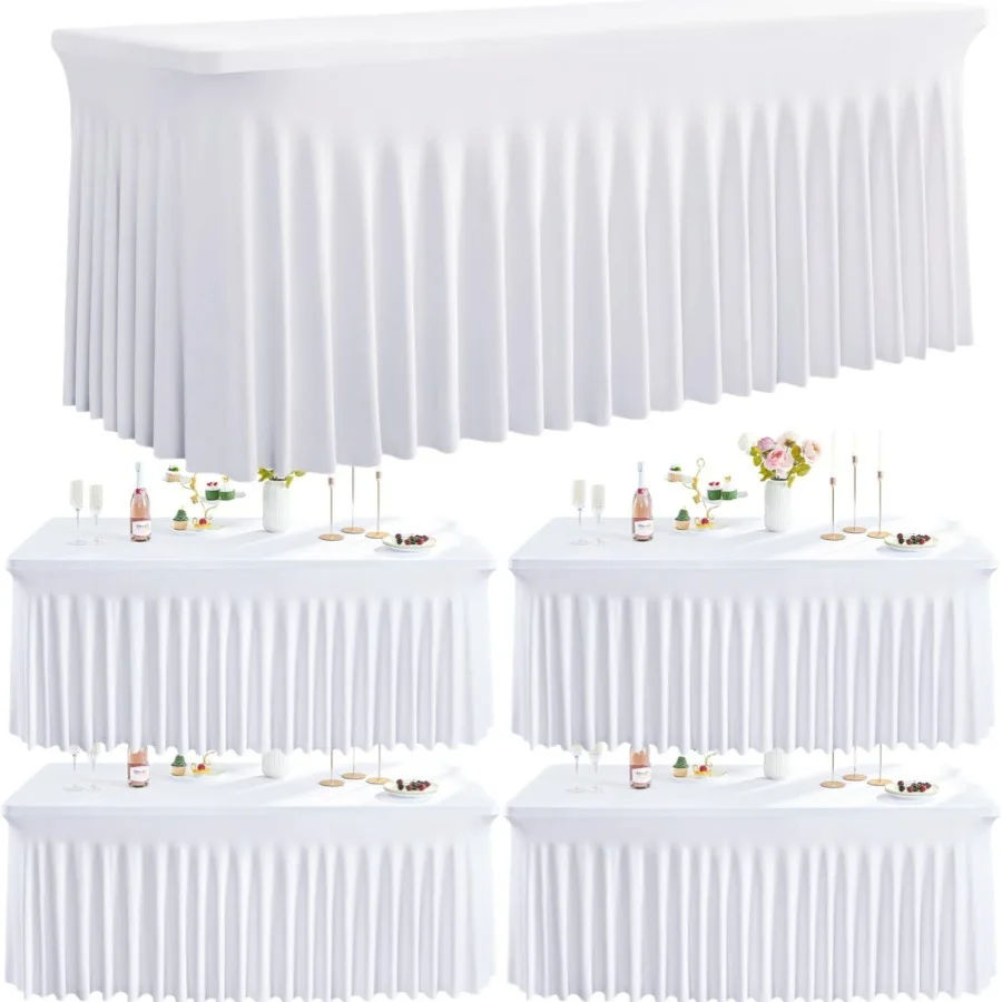 Nappe Rectangulaire en Satin Blanc et Noir pour ixd'Anniversaire, Banquet, Décor de Maison