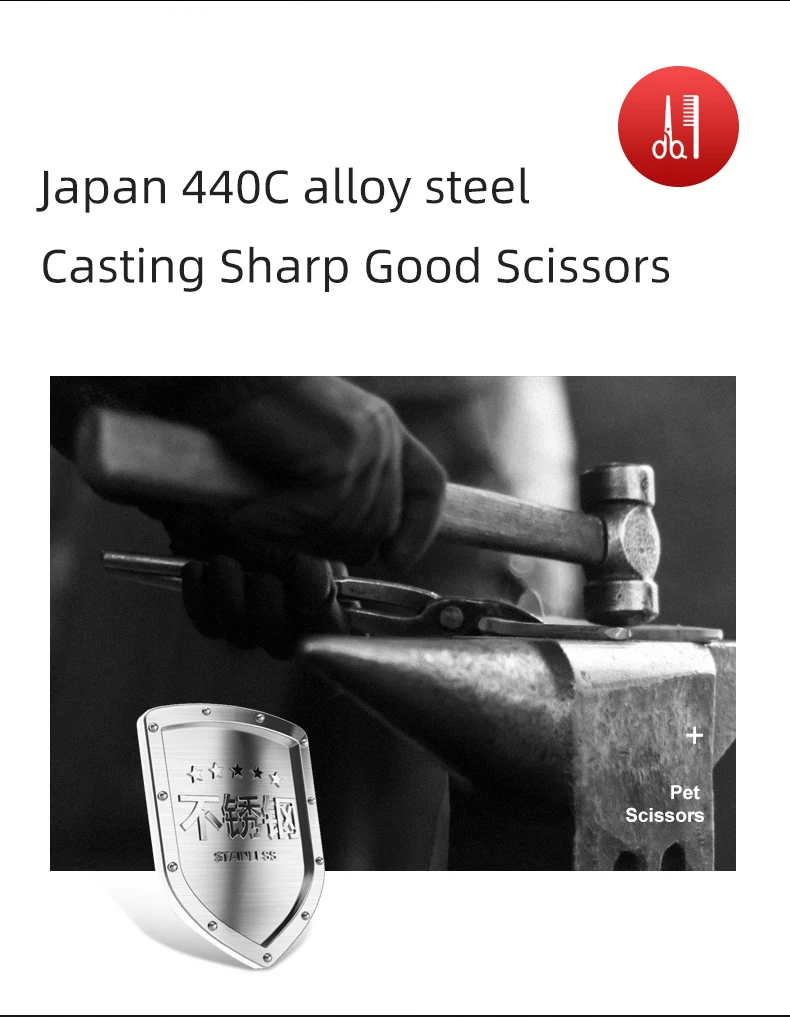 Sakura Dance Professionelles Tierpflege-Scherenset für Hunde - Hochwertige Japanische 440C Professionelle Spezialscheren – Detail 5