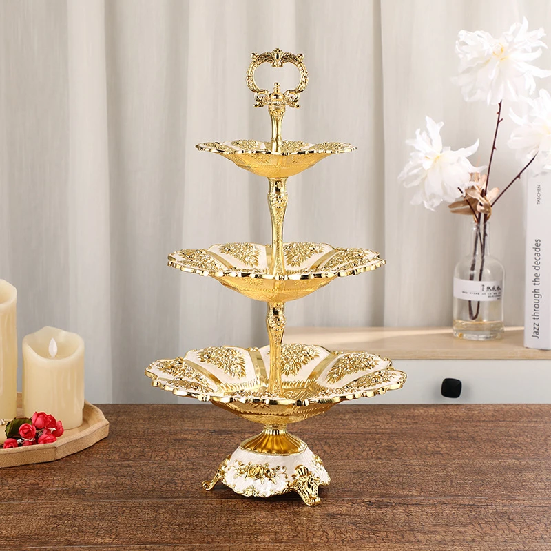 PEANDIM Luxury Portable Fruit Plate European Desktop Tray Wedding Party Cake Stand Home Nuts Sweets Decorative Storage Tray