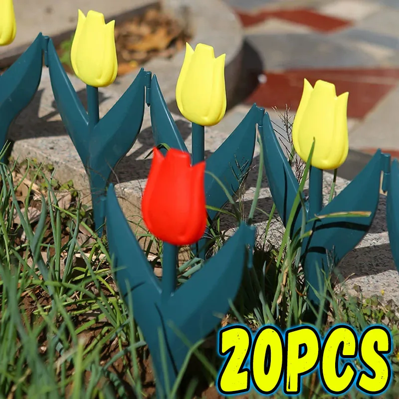 1-20pcs Garden PP Fence Edging Tulip Shape Gardening Edging Outdoor Decor Garden Fence Plant Borders Plastic Fencing