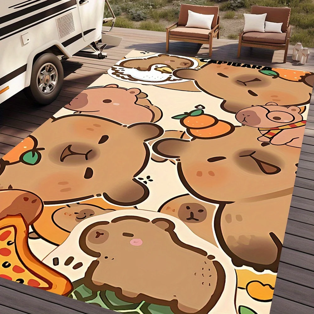 Cute Capybara Cartoon Carpet Mat Rug Home Decoration for Kids Room Living Room Playful Animal Design Living Room Decoration