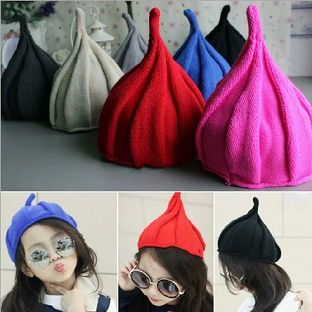 

Kids Winter Pointy Knitted Beanie Red Wine Boys Girls Toddler Knit Hat Soft Elastic Warm Winter Headwear Kids Knit Hats