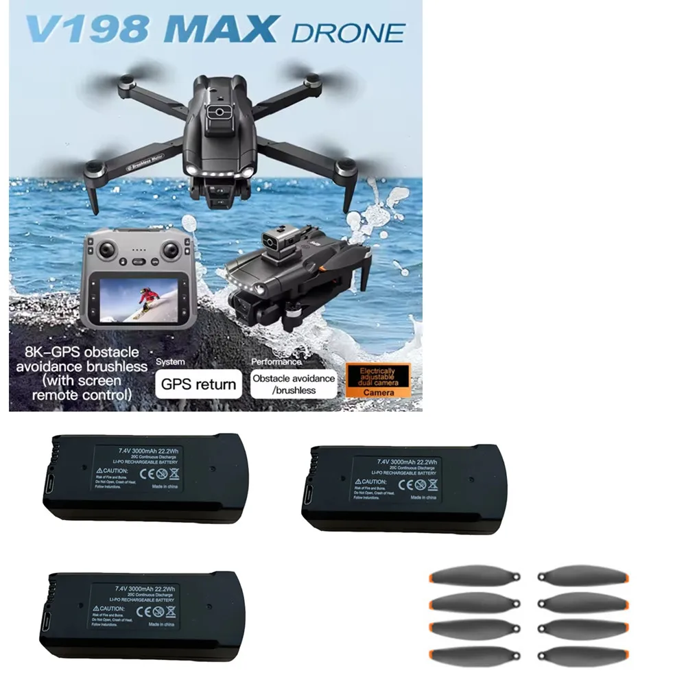V198 MAX GPS Drone Battery Accessories 7.4V 3000mAh / Propeller Blade / For V198 MAX GPS Drone Spare Parts