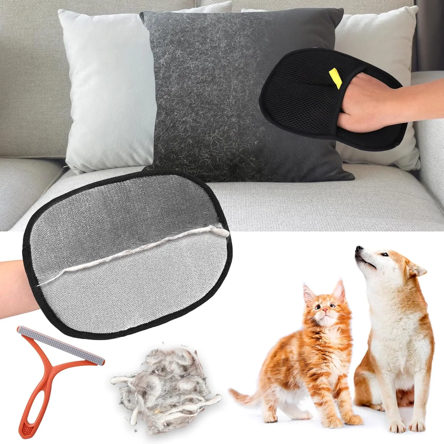 

AIERSA Pet Hair Removal Tool, Electrostatic Pet Hair Remover,Static Removal Gloves for Pet Hair, Dog and Cat Hair Remover Electr
